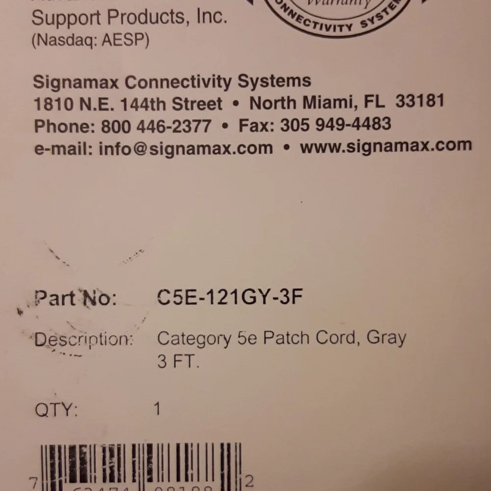Signamax Enhanced Cat5e 350MHz Ethernet Patch Cable